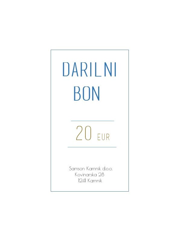 DARILNI BON za nakup v prodajalni v Kamniku 20  EUR